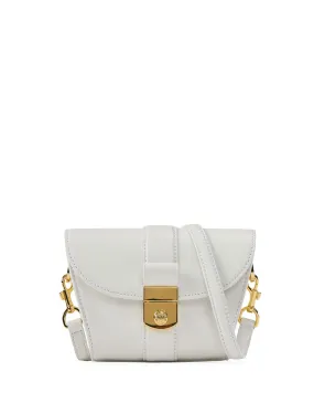 Small Crest Lock Trap Bag in Off White