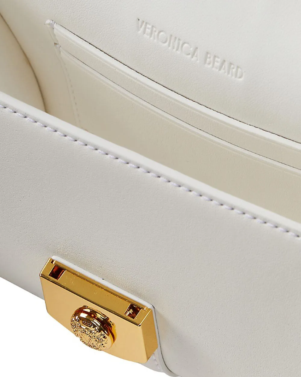 Small Crest Lock Trap Bag in Off White