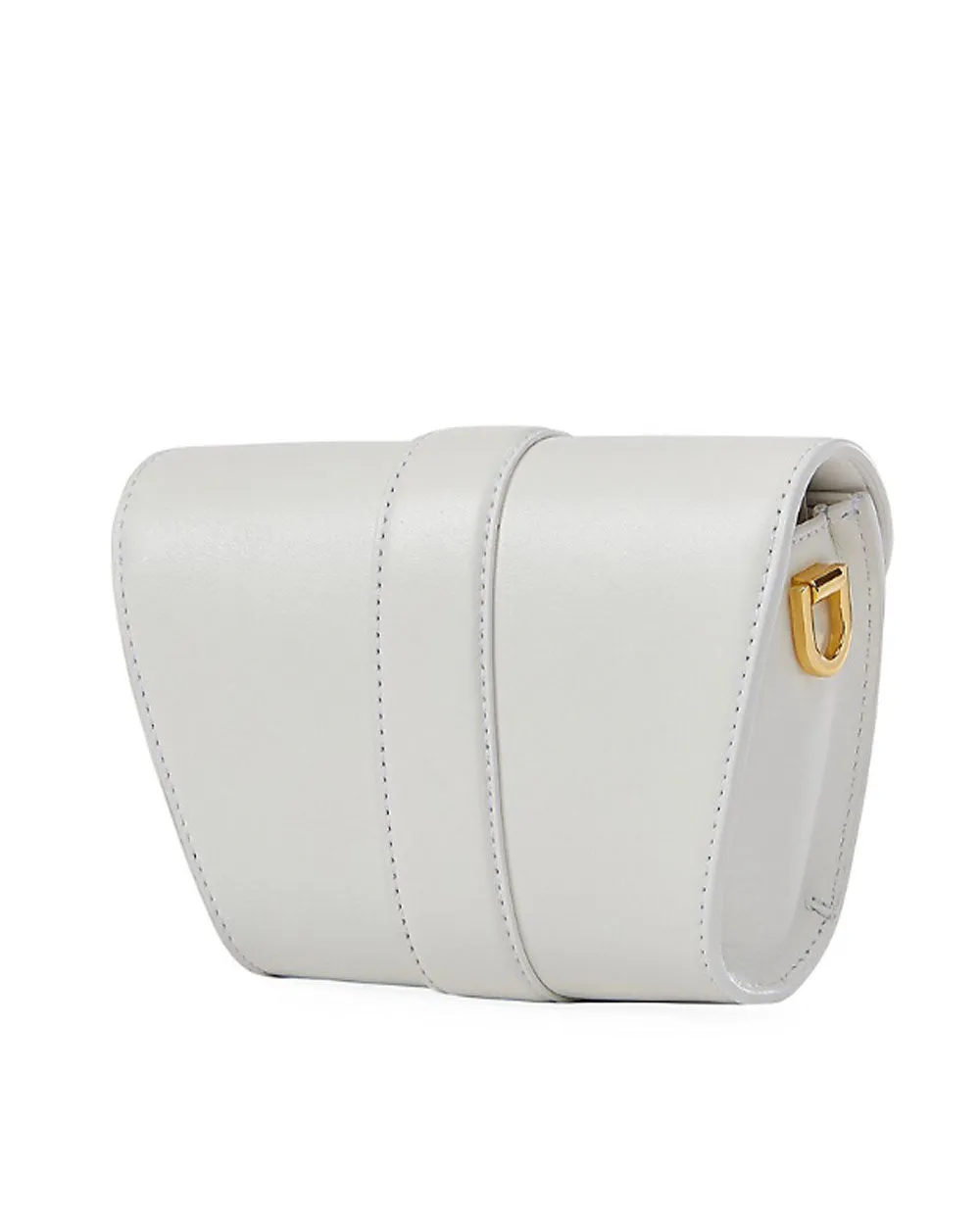 Small Crest Lock Trap Bag in Off White