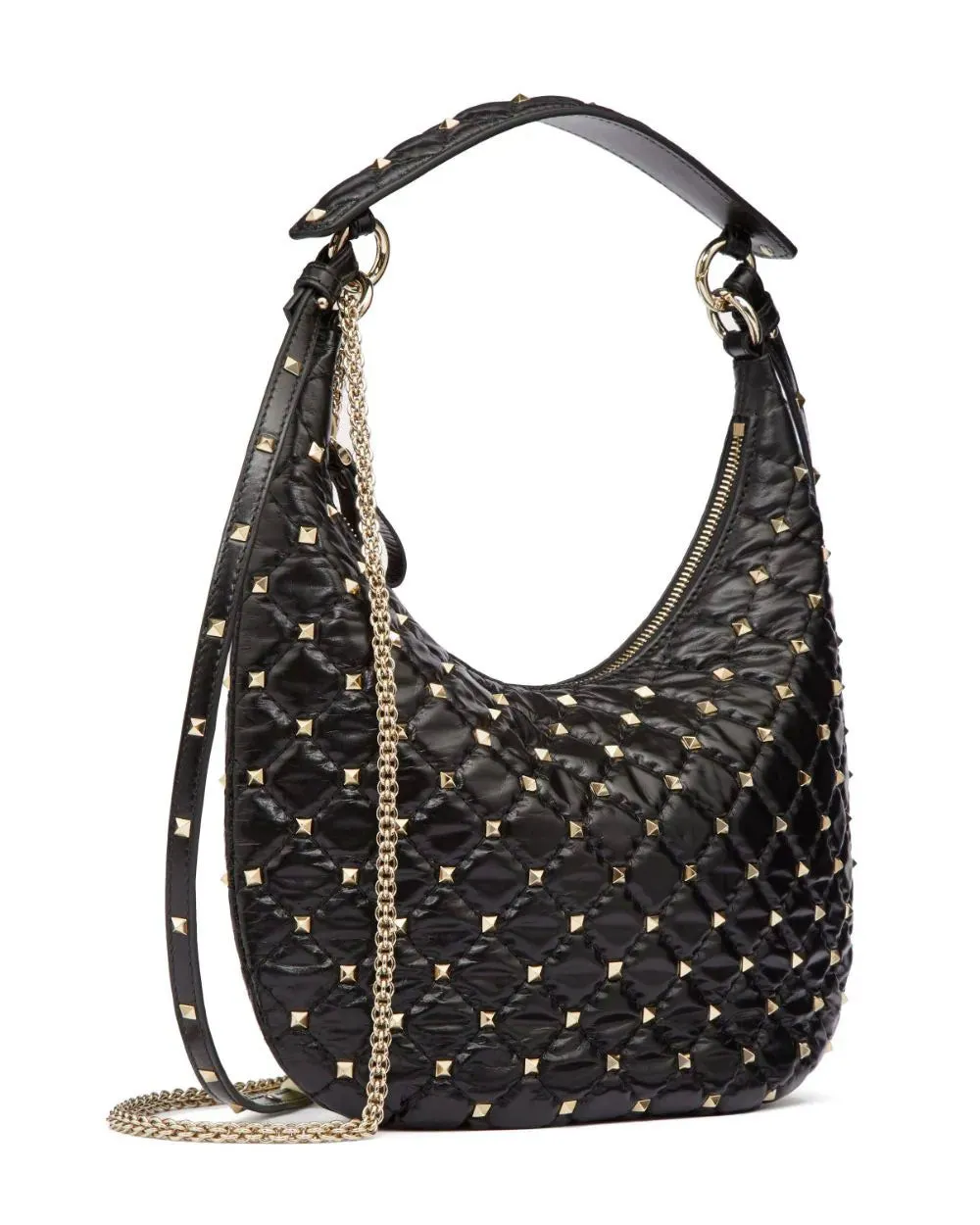 Small Hobo Rockstud Spike Bag in Nero