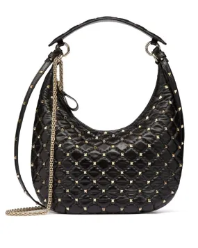 Small Hobo Rockstud Spike Bag in Nero