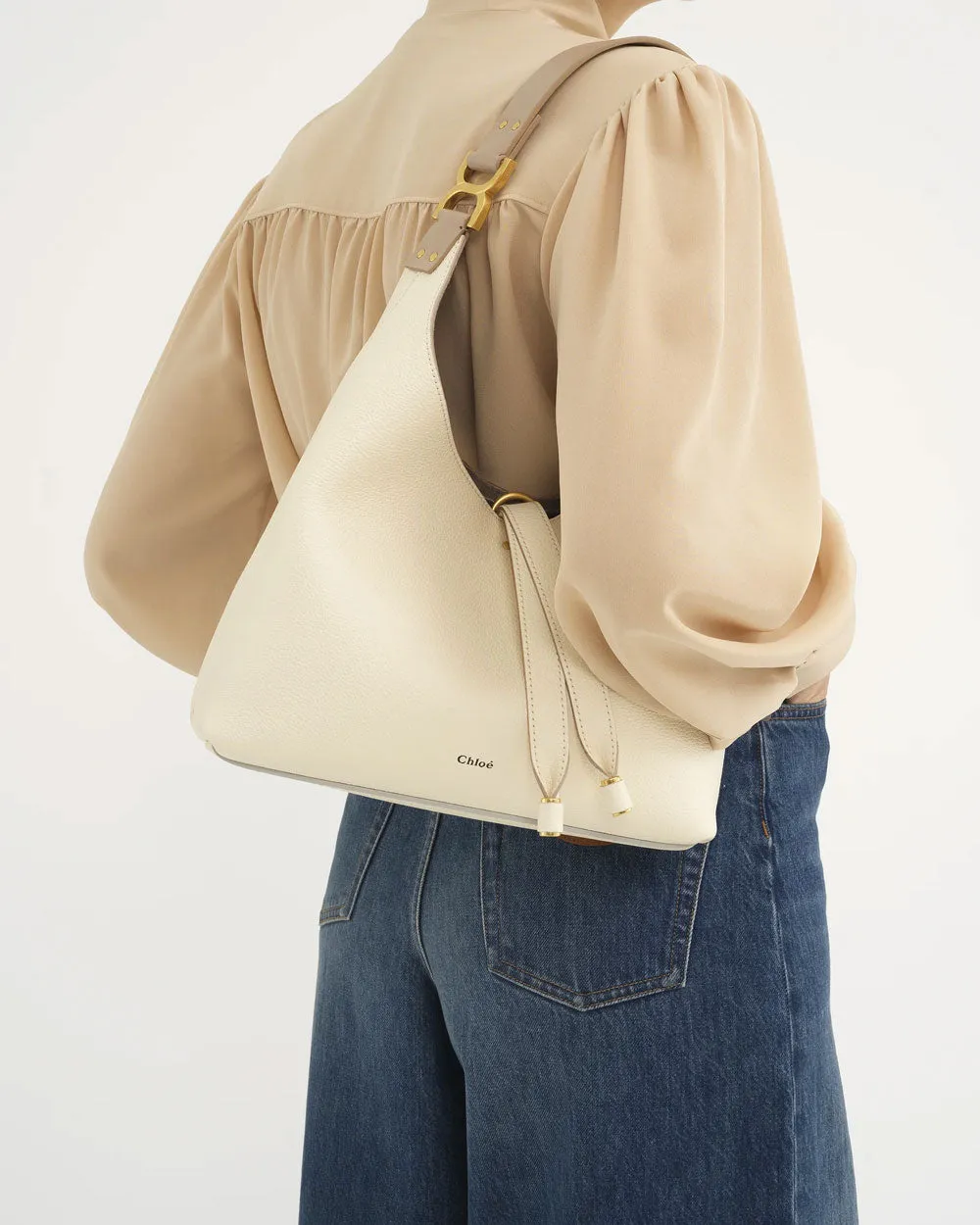 Small Marcie Hobo Bag in Misty Ivory