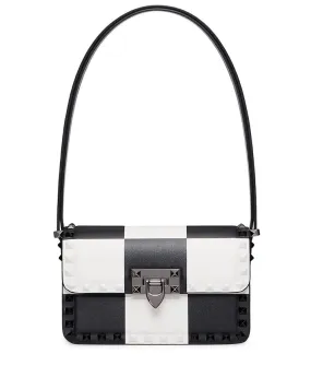 Small Rockstud Shoulder Bag in Chess Print