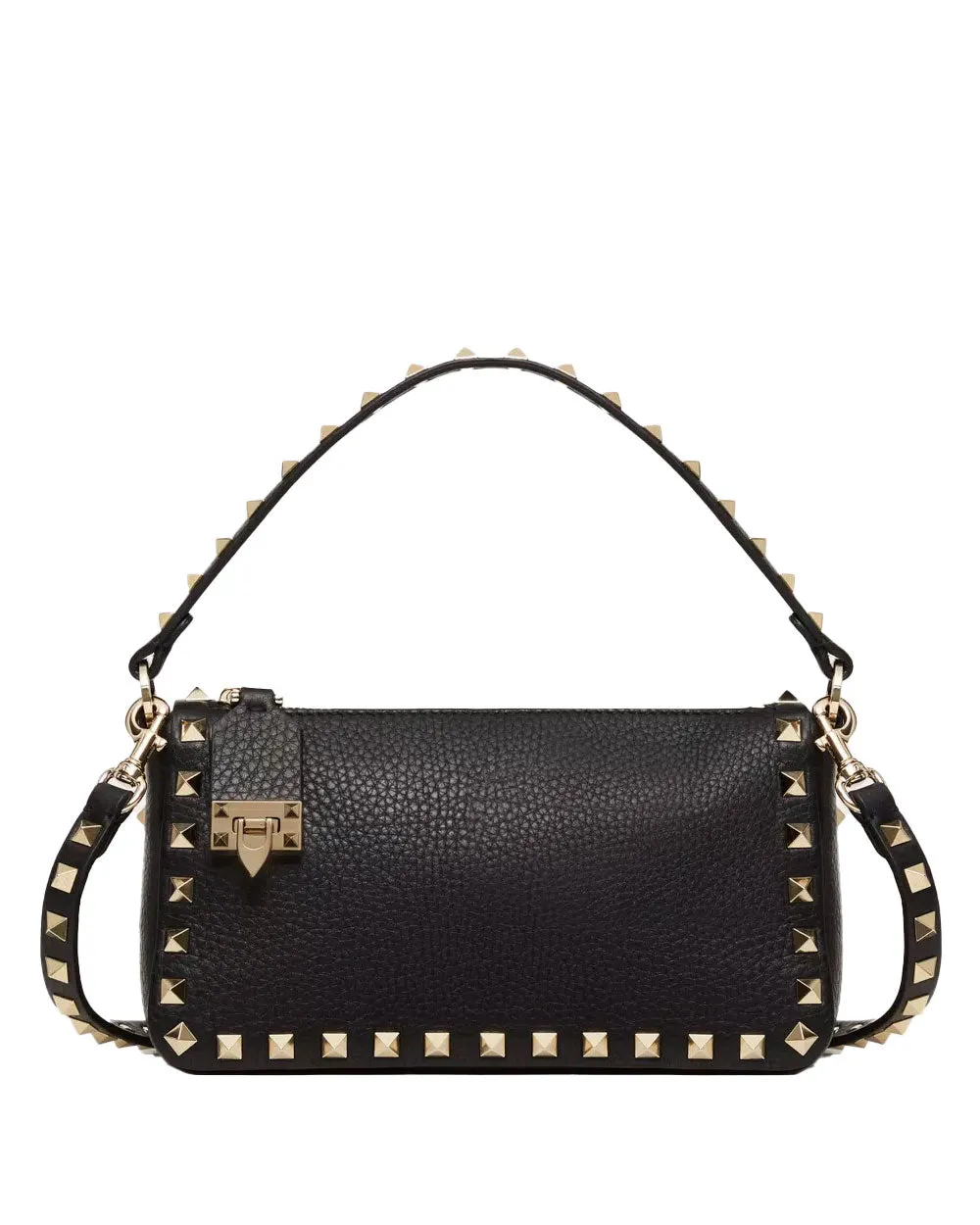 Small Rockstud Shoulder Bag in Nero