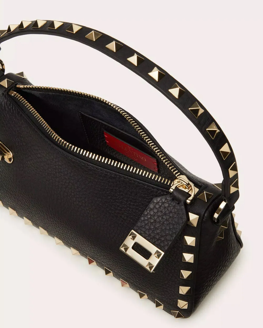 Small Rockstud Shoulder Bag in Nero