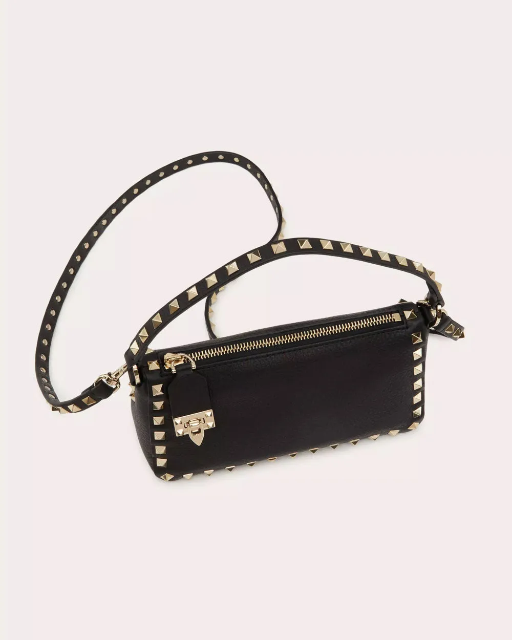 Small Rockstud Shoulder Bag in Nero