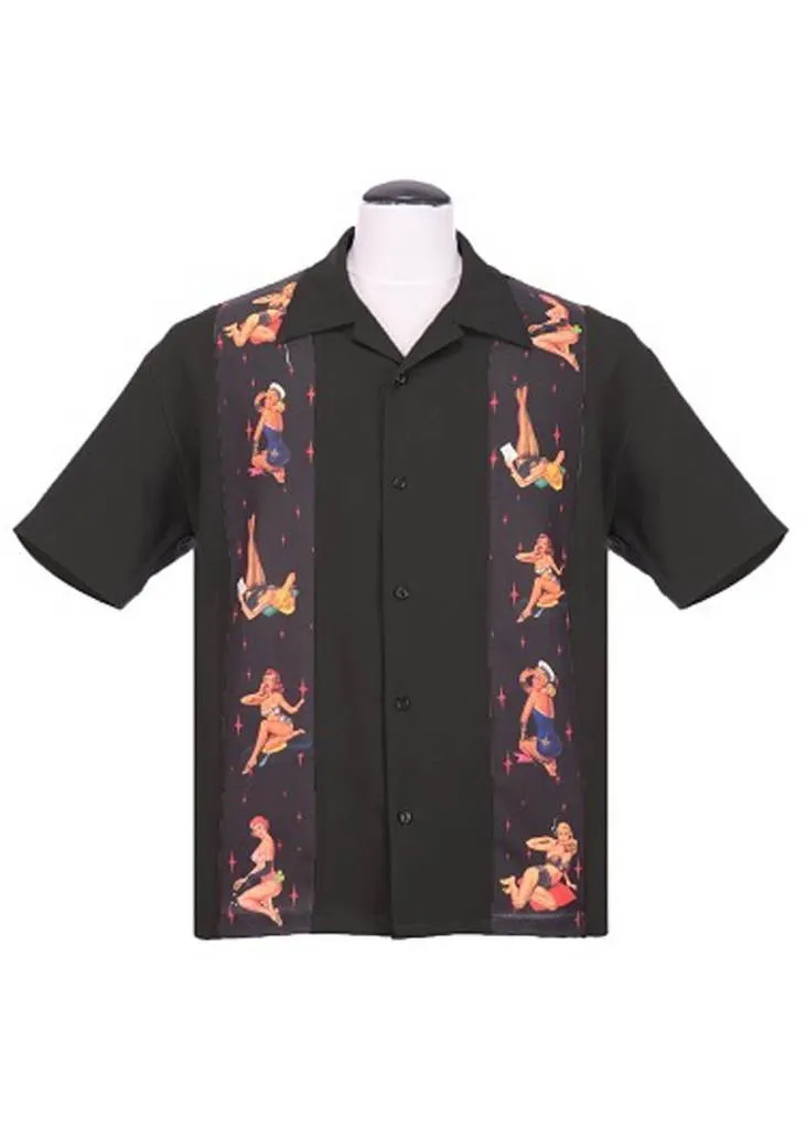 Steady Clothing Men's Multi Pin-Up Panel Shirt Black