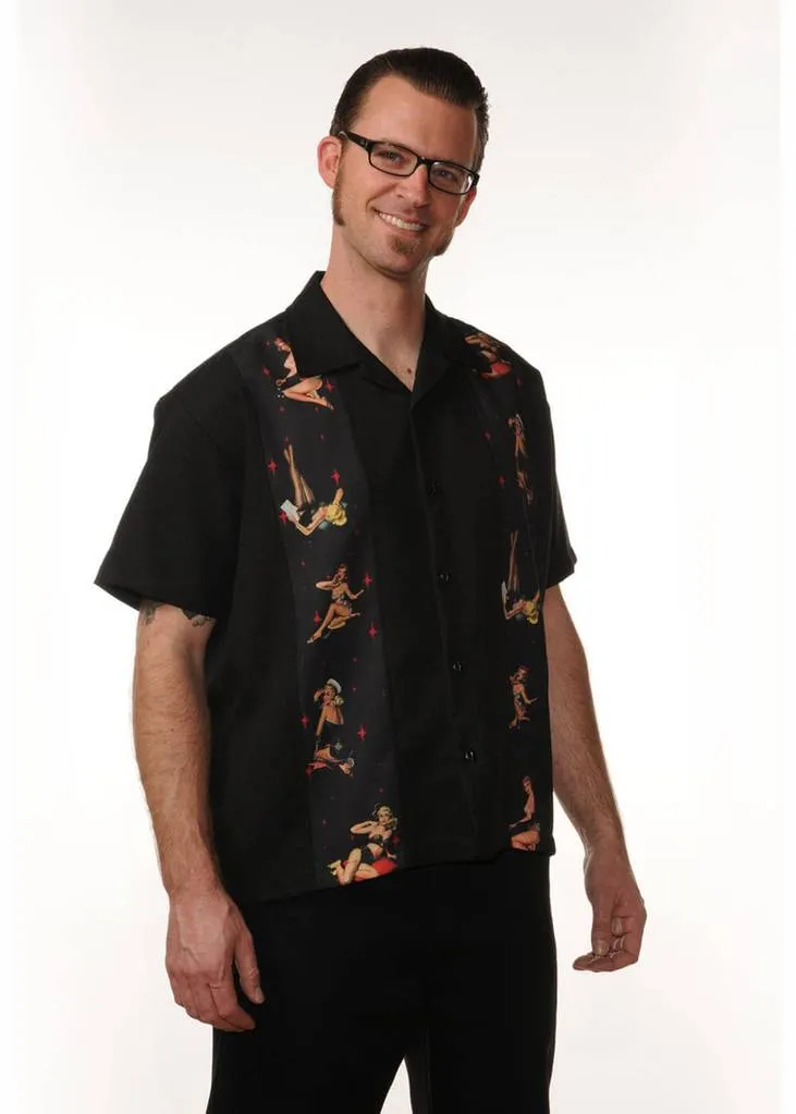 Steady Clothing Men's Multi Pin-Up Panel Shirt Black