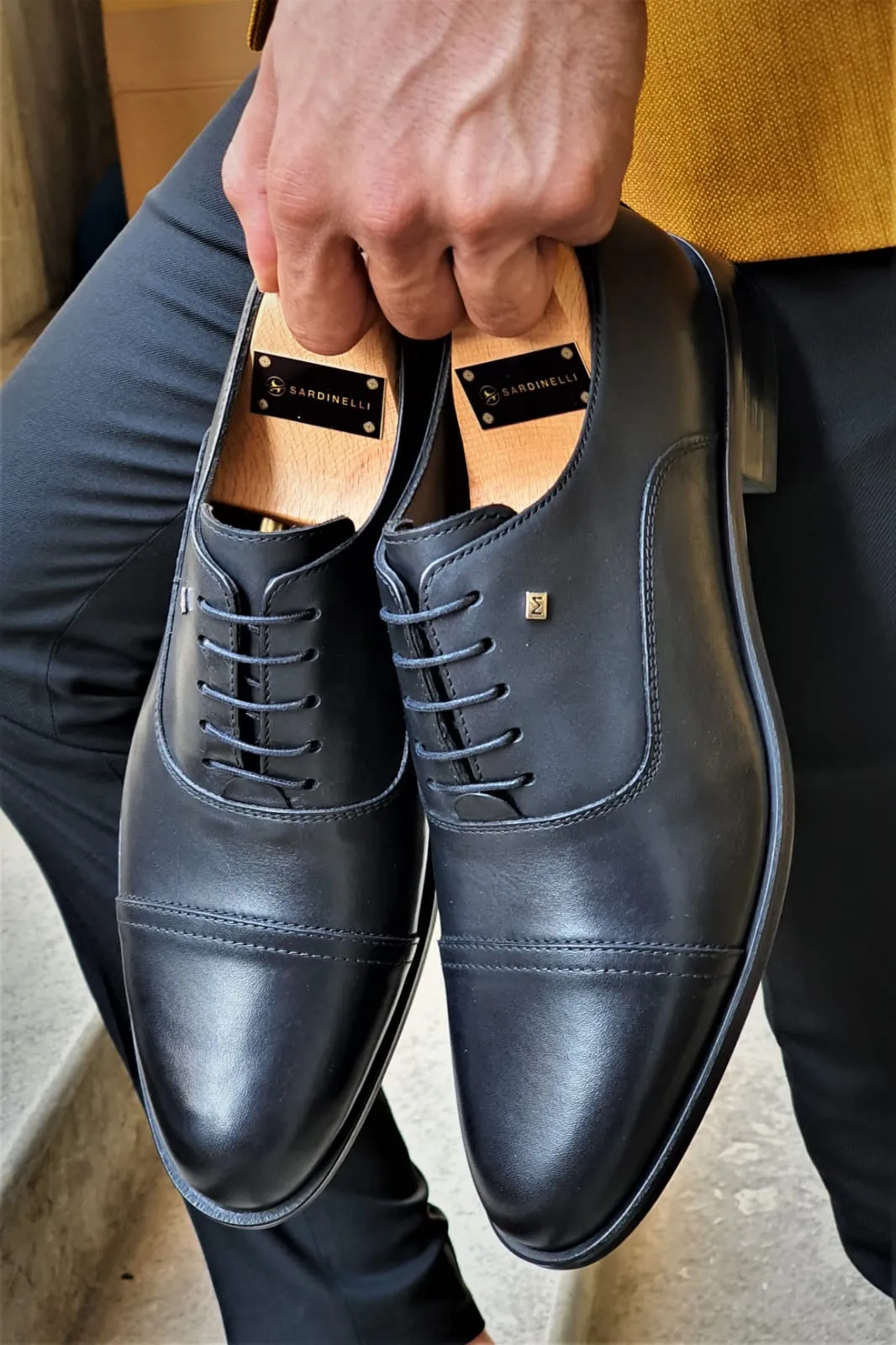 Stefano Black Wholecut Oxfords