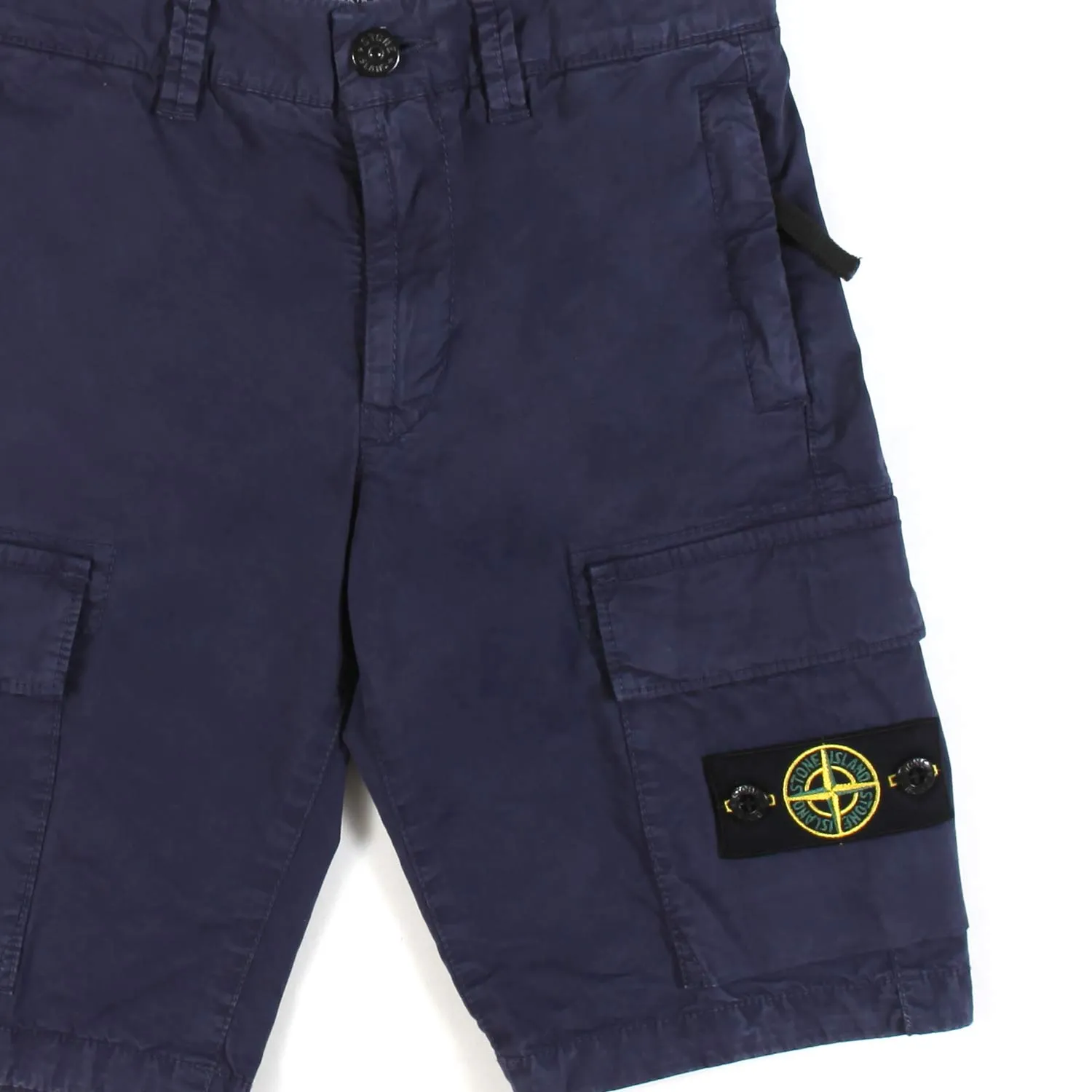 Stone Island Bermuda Cargo Compass Blu Scuro Con Patch Logo