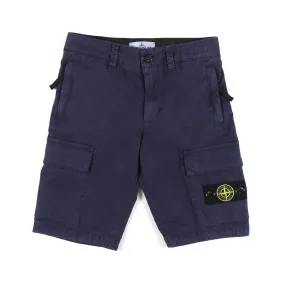 Stone Island Bermuda Cargo Compass Blu Scuro Con Patch Logo