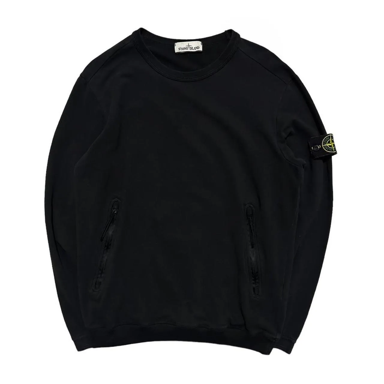 Stone Island Black Double Pocket Crewneck