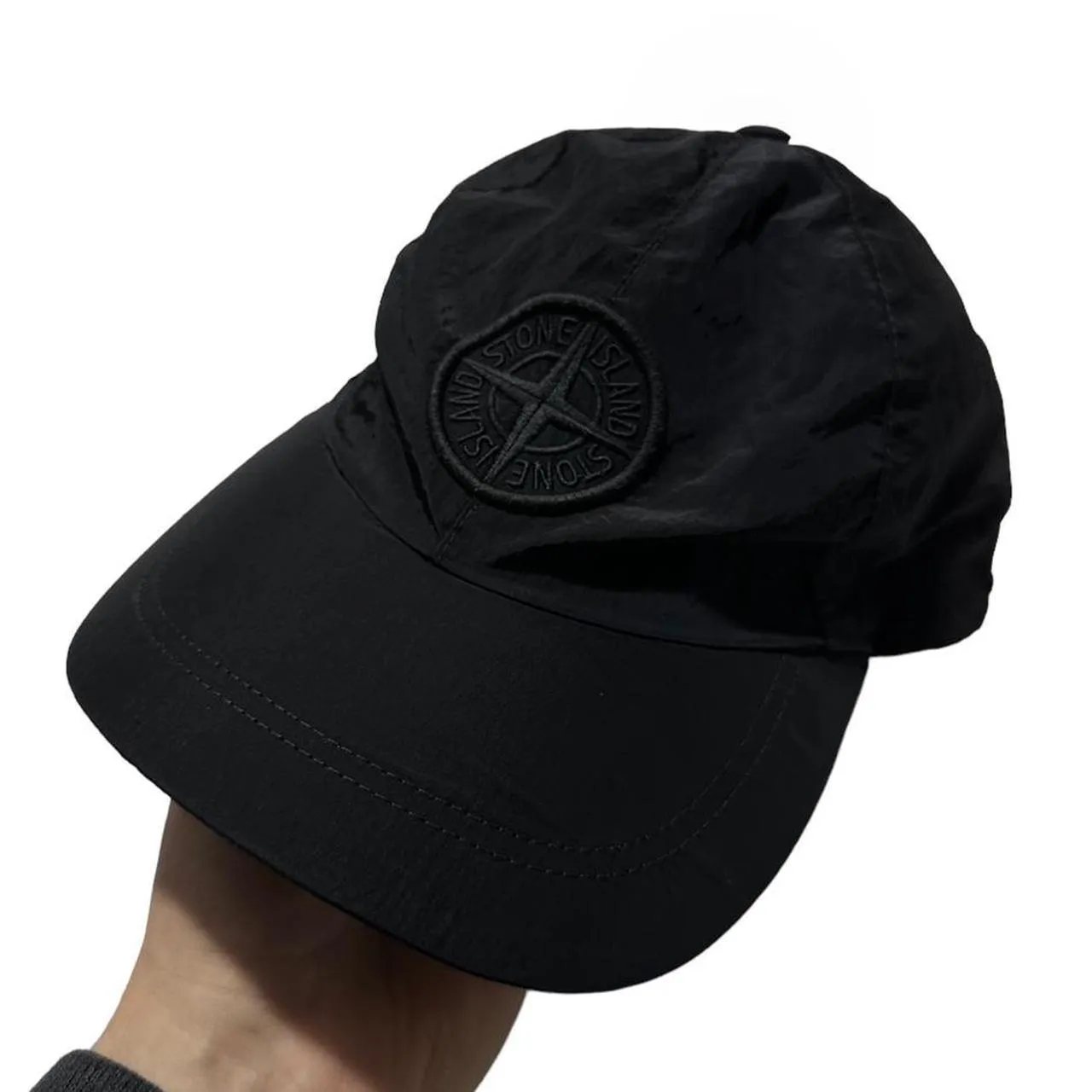 Stone Island Black Nylon Metal Cap