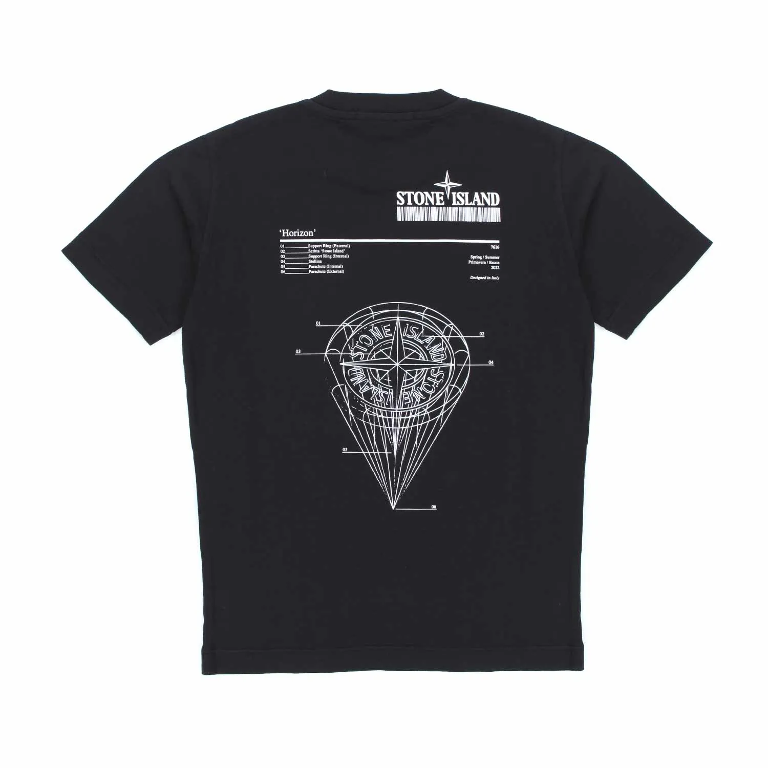 Stone Island Black T-Shirt With Prints For Children And Teens