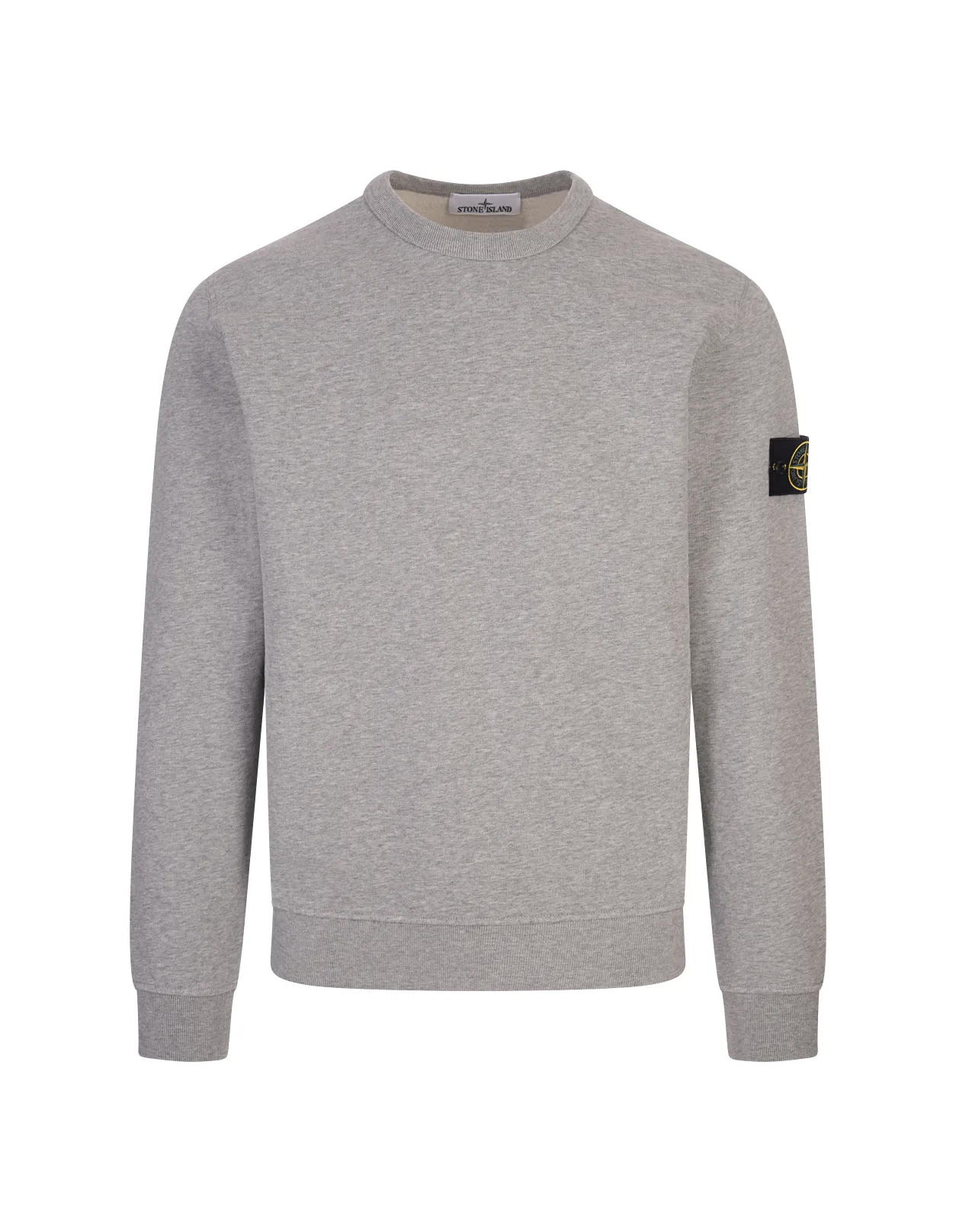 STONE ISLAND Crew-Neck Sweatshirt In Light Grey Gauzed Cotton