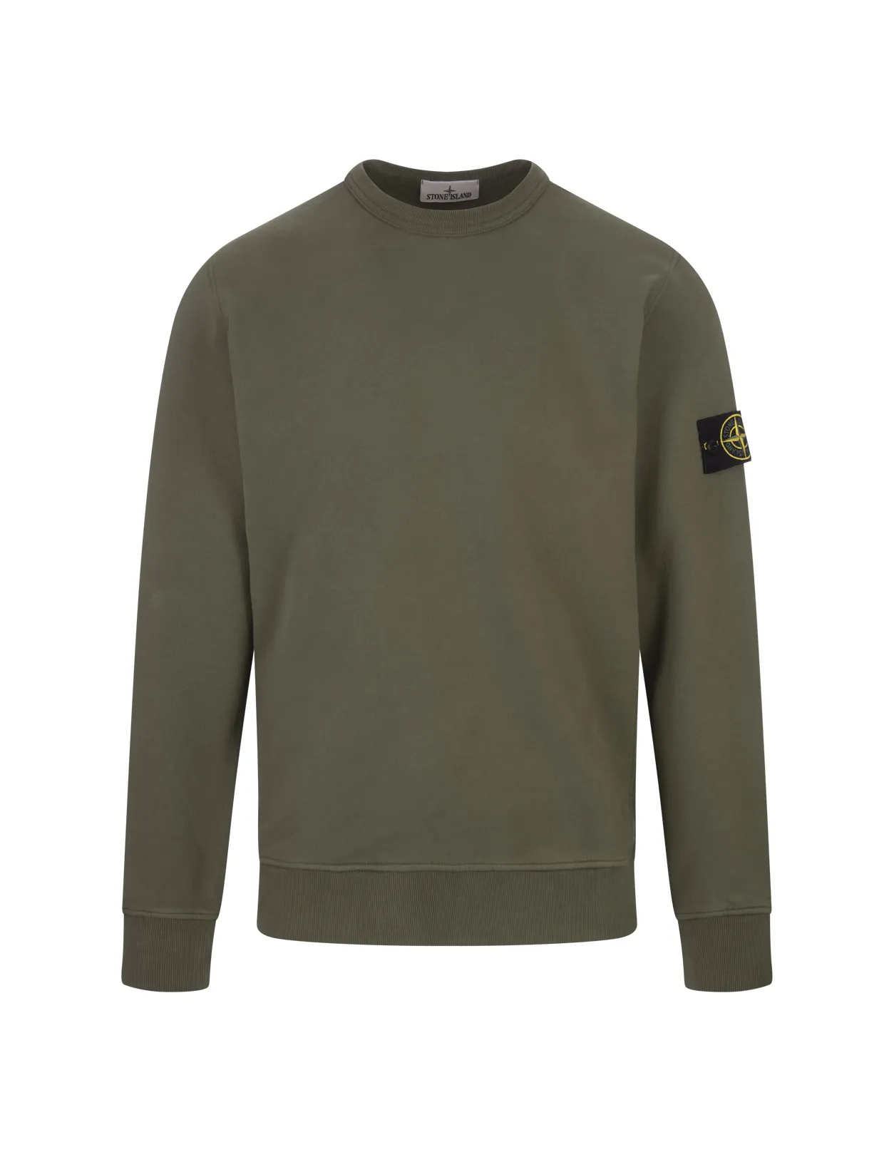 STONE ISLAND Crew-Neck Sweatshirt In Mud Gauzed Cotton