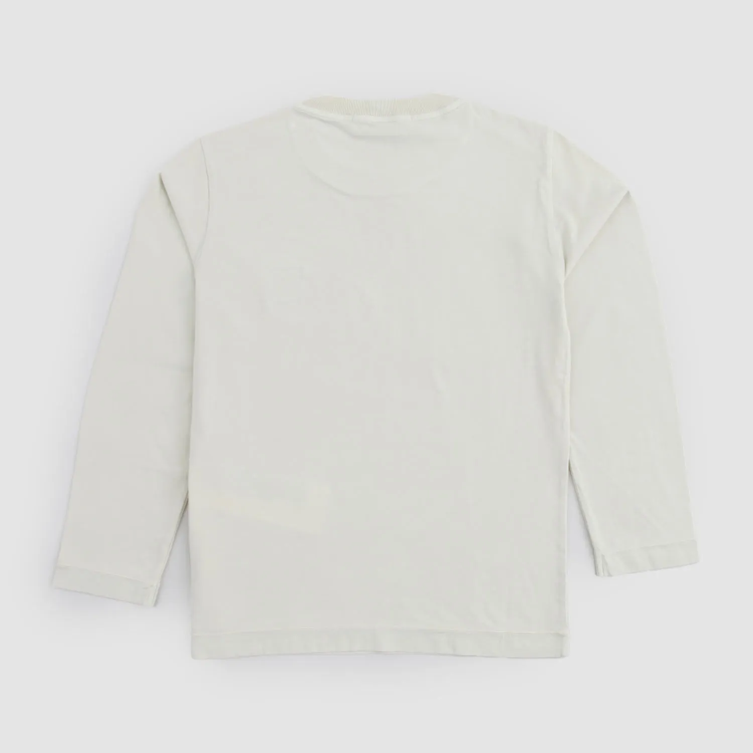 Stone Island Ecru Long Sleeve T-Shirt With Logo