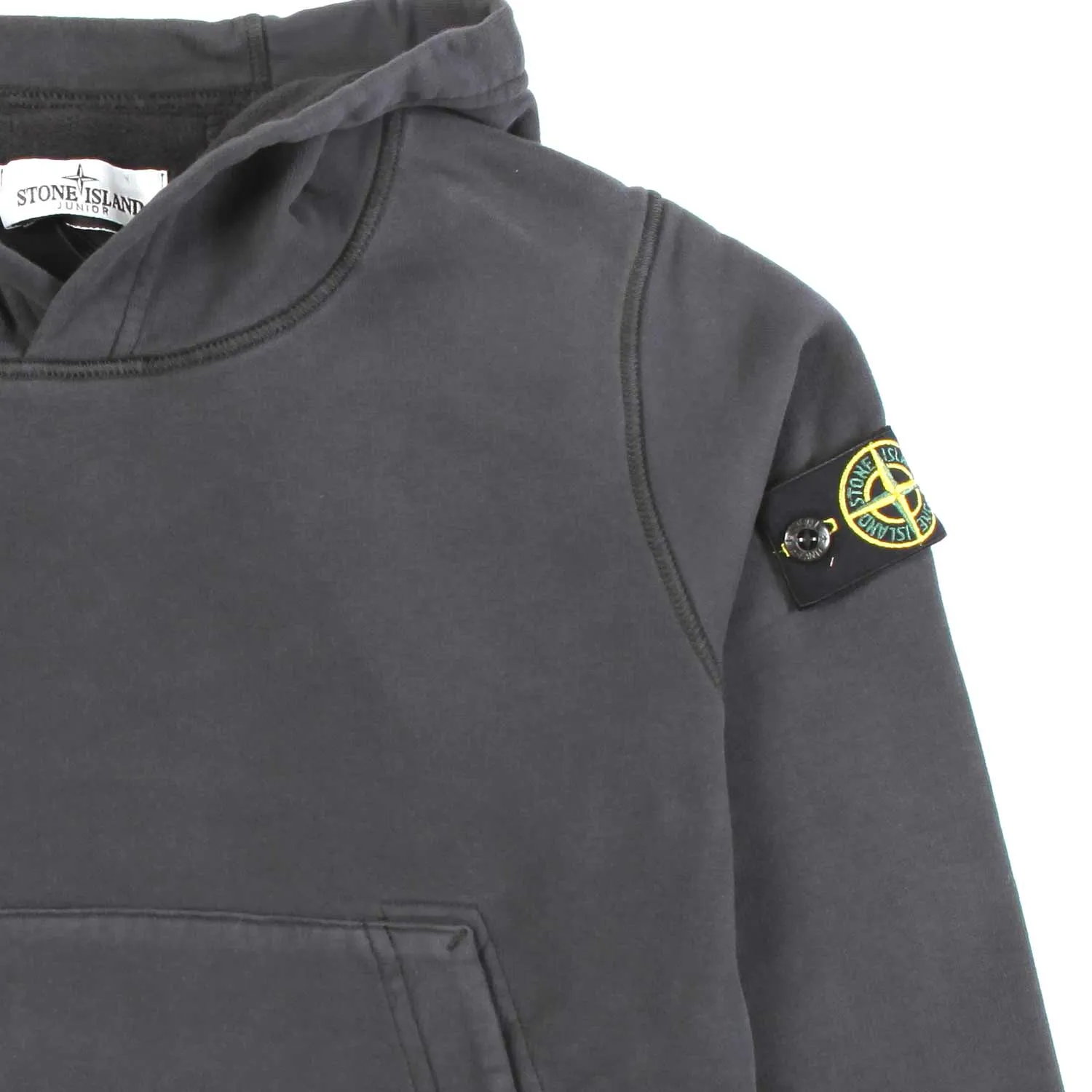 Stone Island Gray Hooded Sweatshirt With Logo Patch For Children And Teen