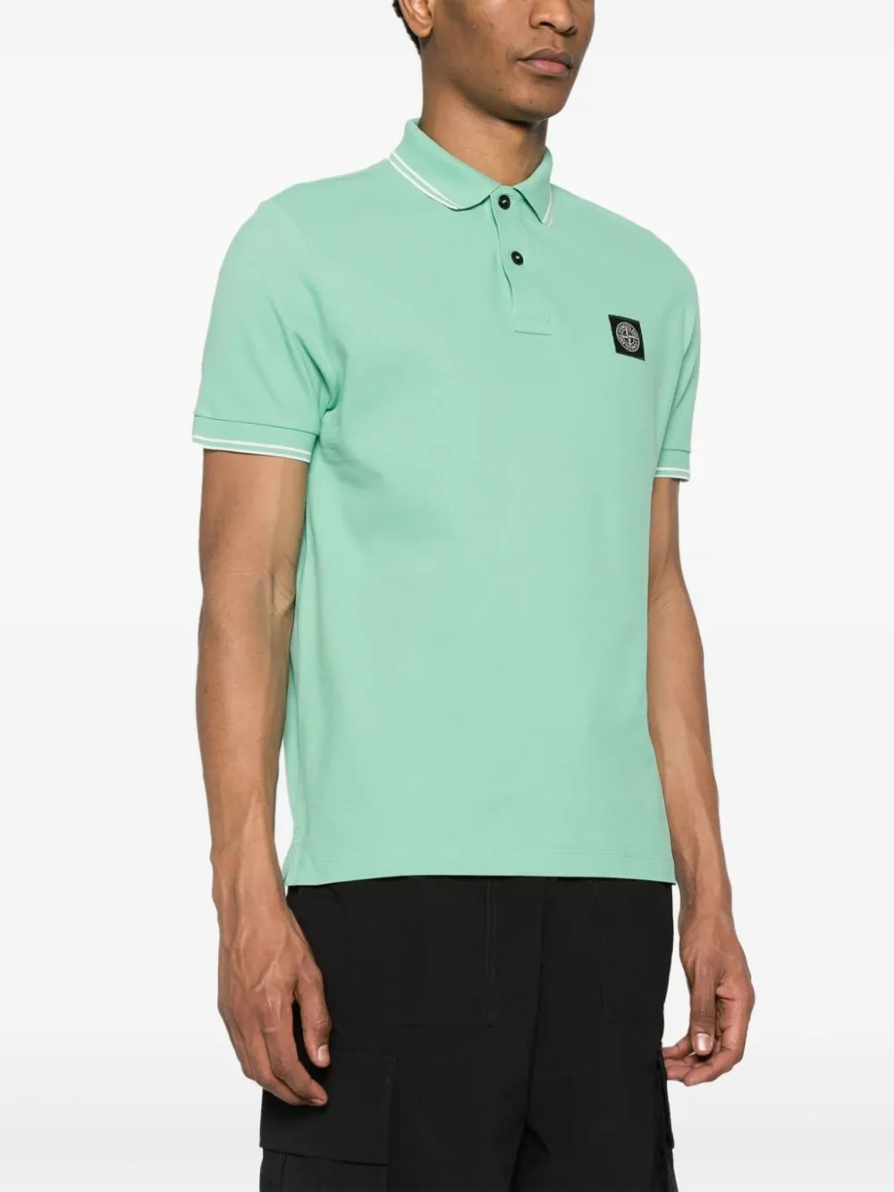 Stone Island - Polo en coton Light green Compass