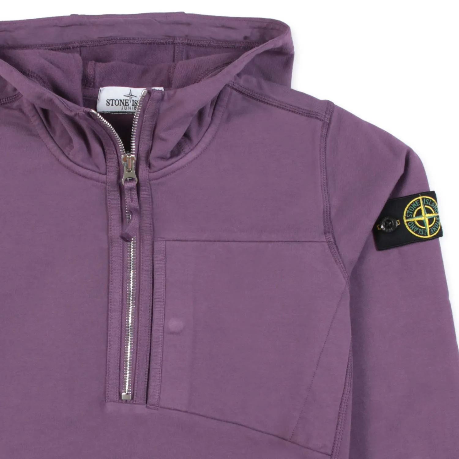 Stone Island Purple Hooded Sweatshirt With Half Zip