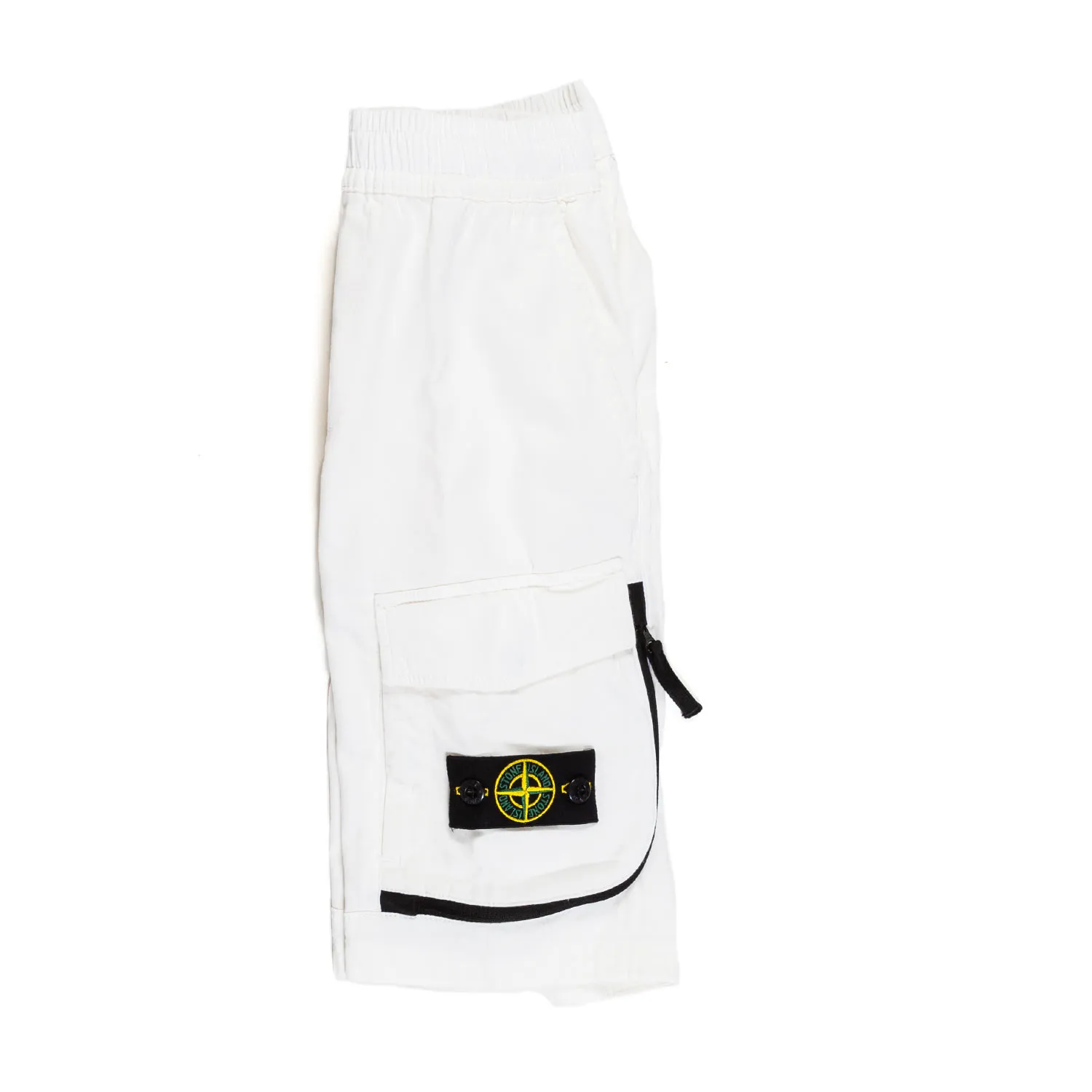 Stone Island White Satin Bermuda Shorts With Cargo Pocket