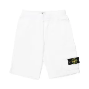 Stone Island White Sweatshirt Bermuda With Patch For Boys