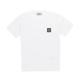 Stone Island White T-Shirt With Logo For Children And Teen