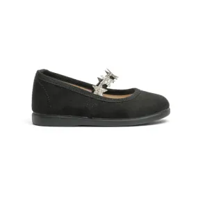 Suede Stars Elastic Mary Janes in Black