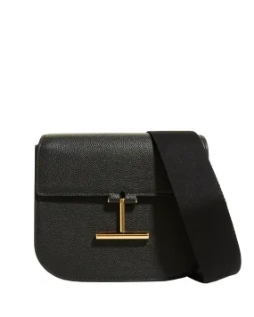 Tara Mini Grain Leather Crossbody in Black