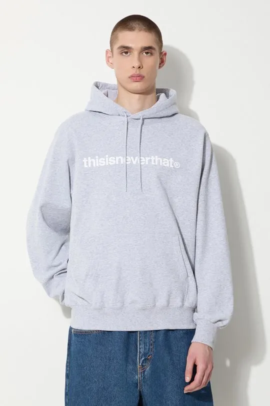 thisisneverthat cotton sweatshirt T-logo LT Hoodie men's gray color hooded with a print TN240TSWHO01