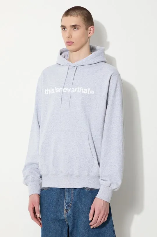 thisisneverthat cotton sweatshirt T-logo LT Hoodie men's gray color hooded with a print TN240TSWHO01