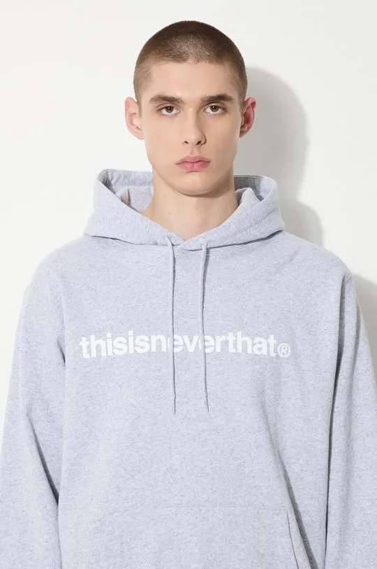 thisisneverthat cotton sweatshirt T-logo LT Hoodie men's gray color hooded with a print TN240TSWHO01