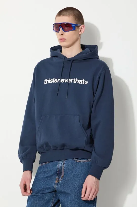 thisisneverthat cotton sweatshirt T-logo LT Hoodie men's navy blue color hooded with a print TN240TSWHO01