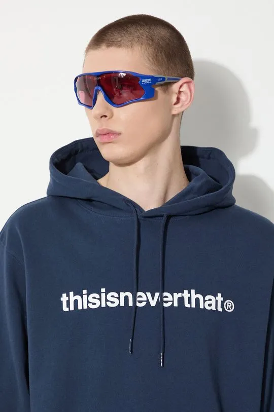 thisisneverthat cotton sweatshirt T-logo LT Hoodie men's navy blue color hooded with a print TN240TSWHO01