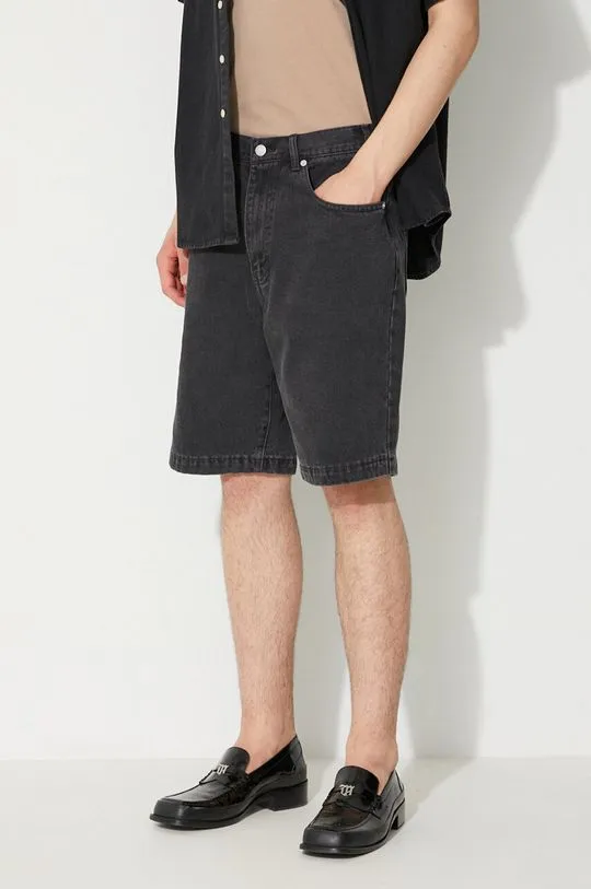 thisisneverthat denim shorts men's black color