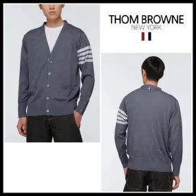 THOM BROWNE  |Stripes Unisex Wool Street Style Logo Designers Cardigans