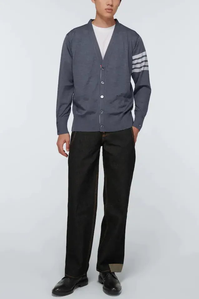 THOM BROWNE  |Stripes Unisex Wool Street Style Logo Designers Cardigans