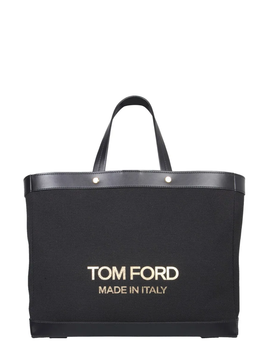 Tom Ford Logo Print Panelled Tote Bag