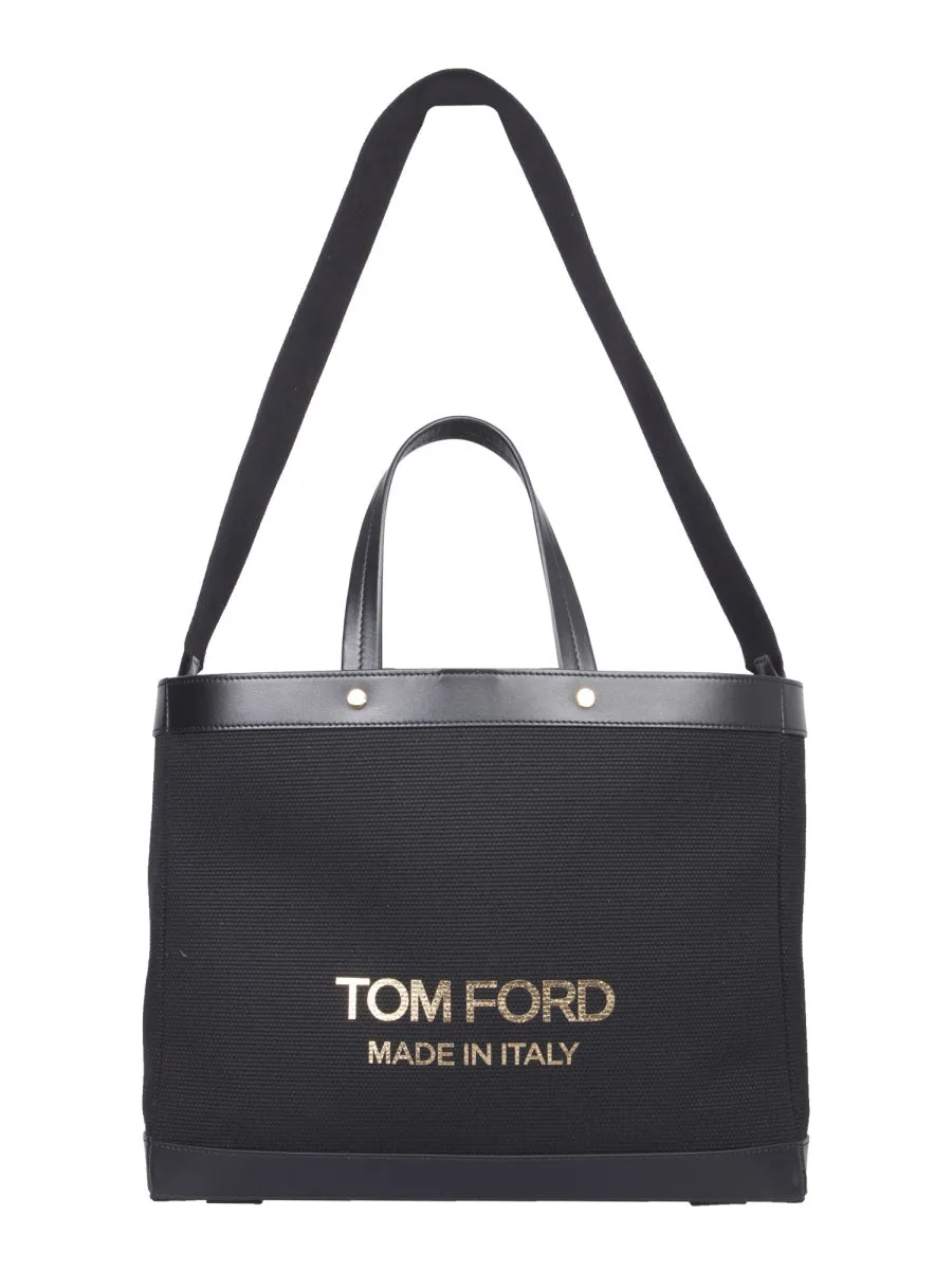 Tom Ford Logo Print Panelled Tote Bag