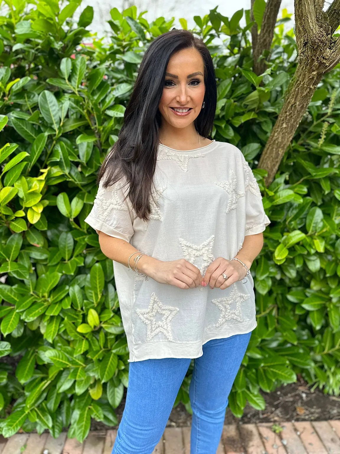 Vanilla Soft Star Round Neck Top Mia