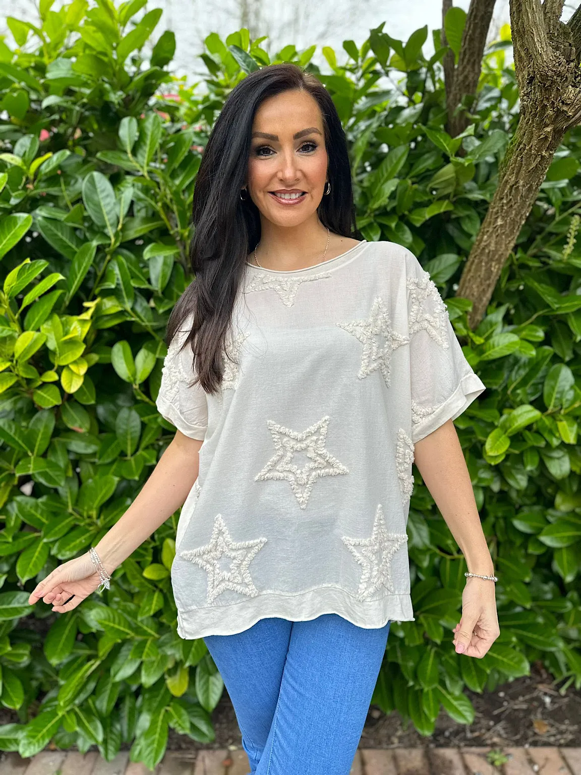 Vanilla Soft Star Round Neck Top Mia