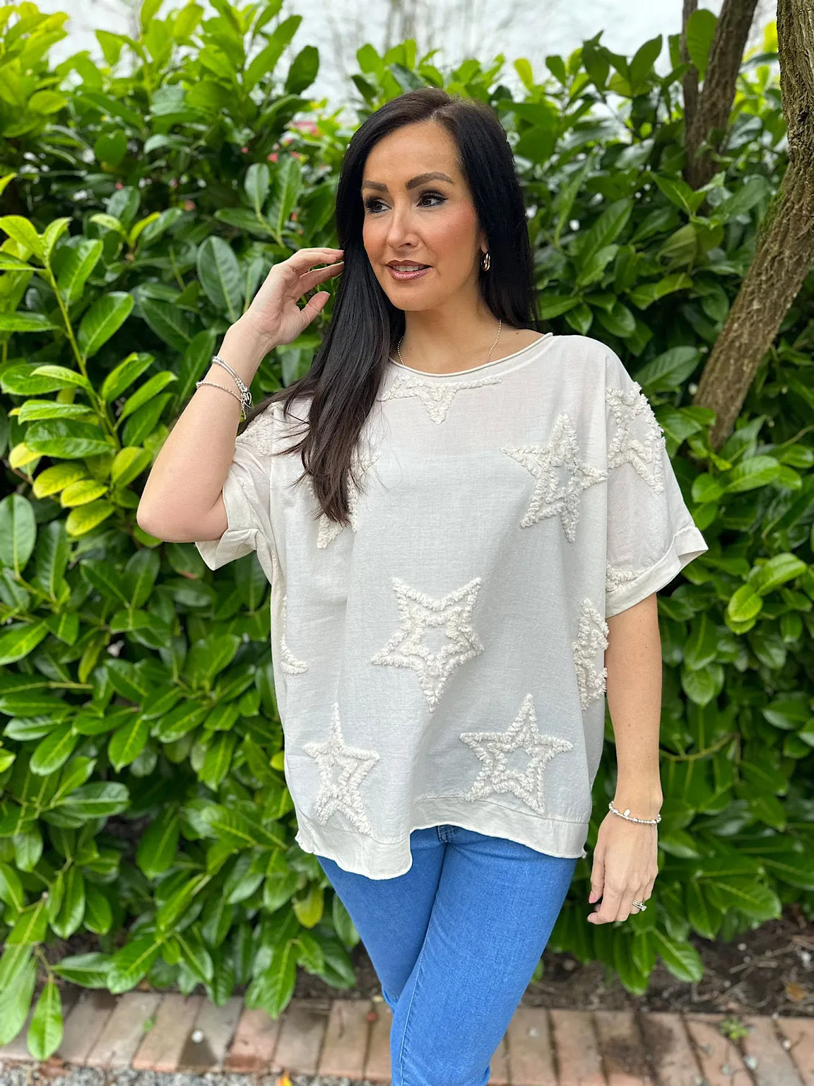 Vanilla Soft Star Round Neck Top Mia