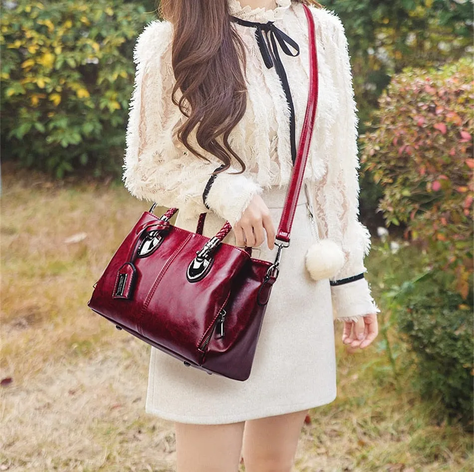 Women's Casual Luxury Designer Vintage Oil Wax Leather Handbags