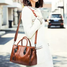 Women's Casual Luxury Designer Vintage Oil Wax Leather Handbags