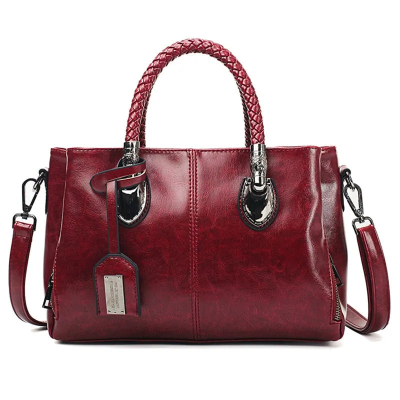 Women's Casual Luxury Designer Vintage Oil Wax Leather Handbags