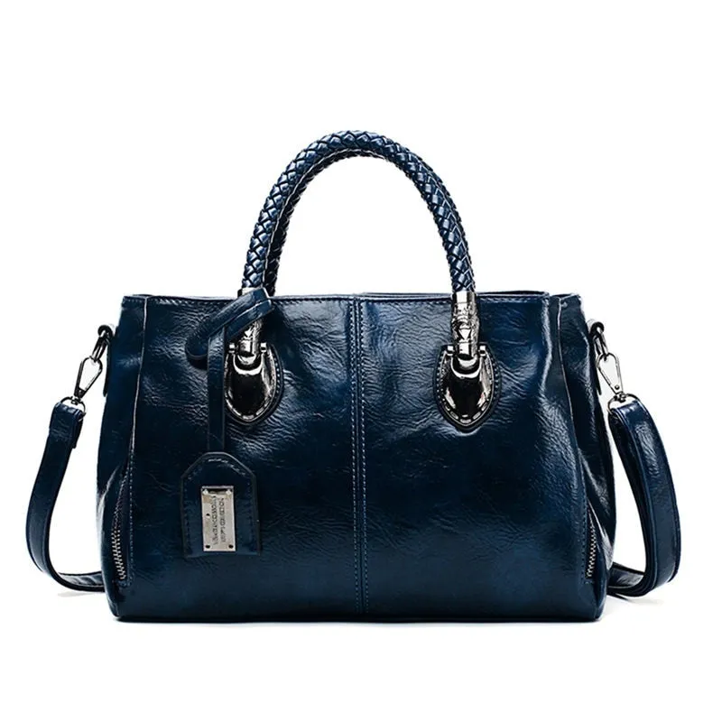 Women's Casual Luxury Designer Vintage Oil Wax Leather Handbags