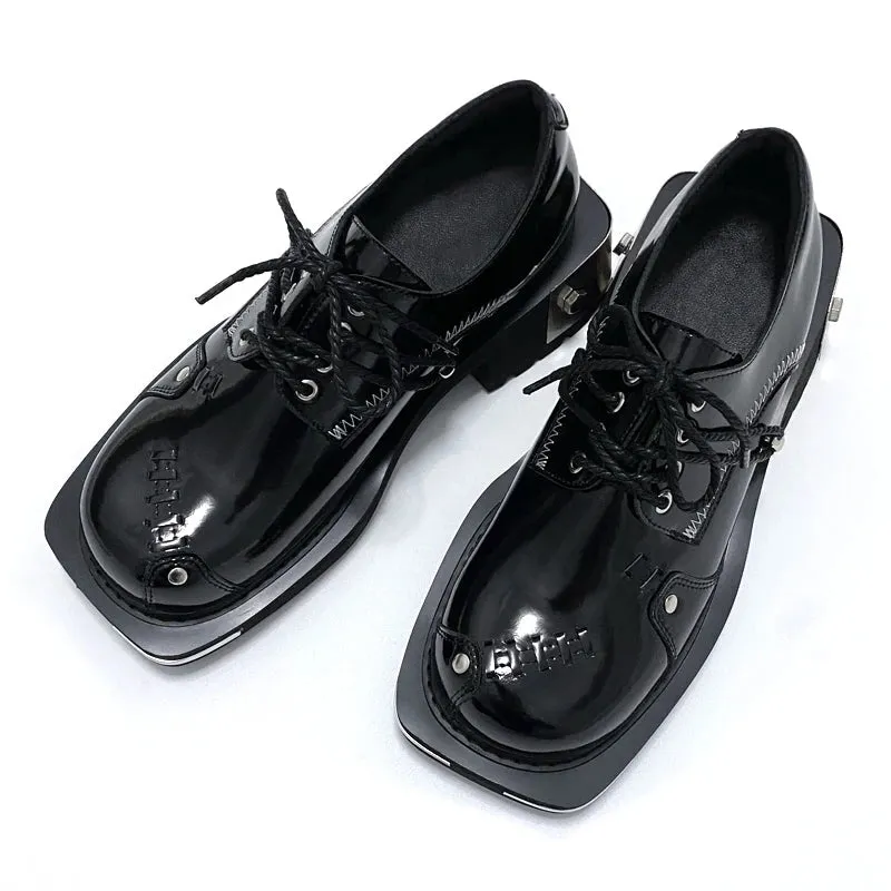 Women's Genuine Leather Punk Style Lace-up Big Toe Thick-Soled Casual Shoes