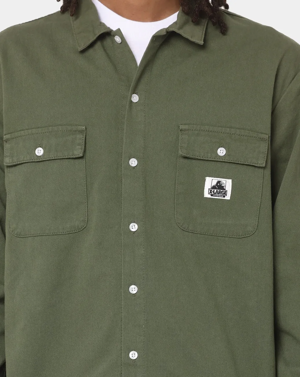 X-Large  |Street Style Long Sleeves Plain Cotton Logo Military