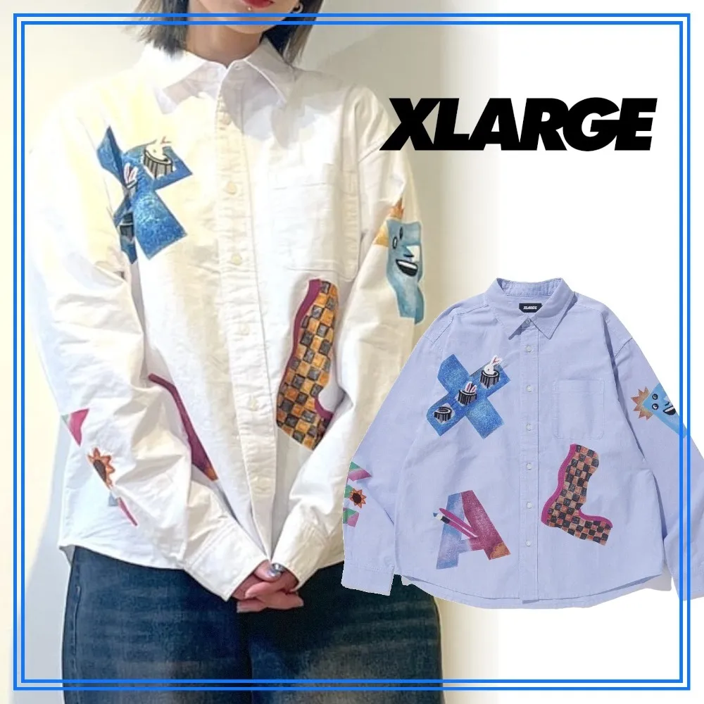 X-Large  |Unisex Street Style Cotton Logo Shirts