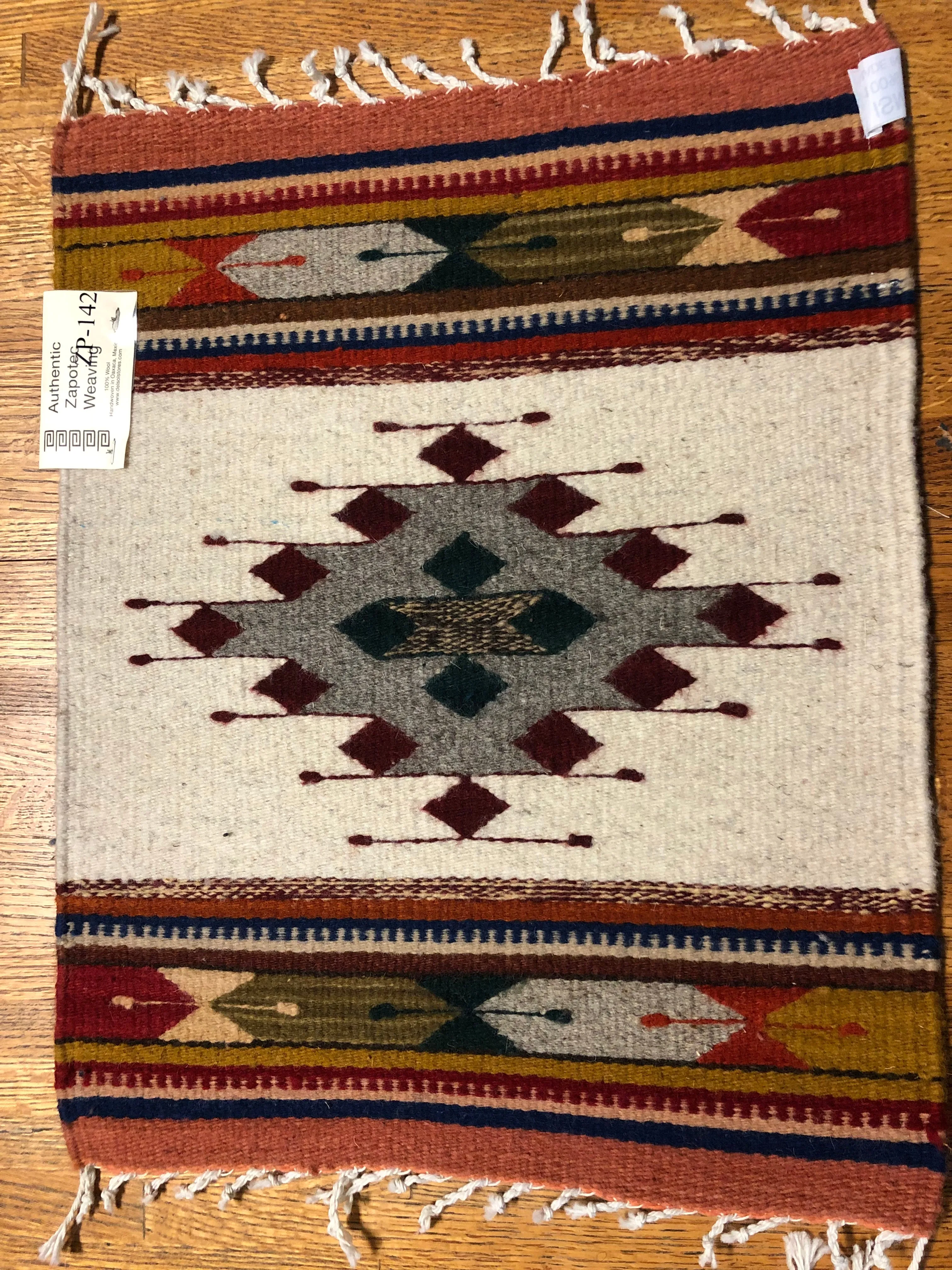 Zapotec handwoven wool mats, approximately 15” x 20” ZP-142